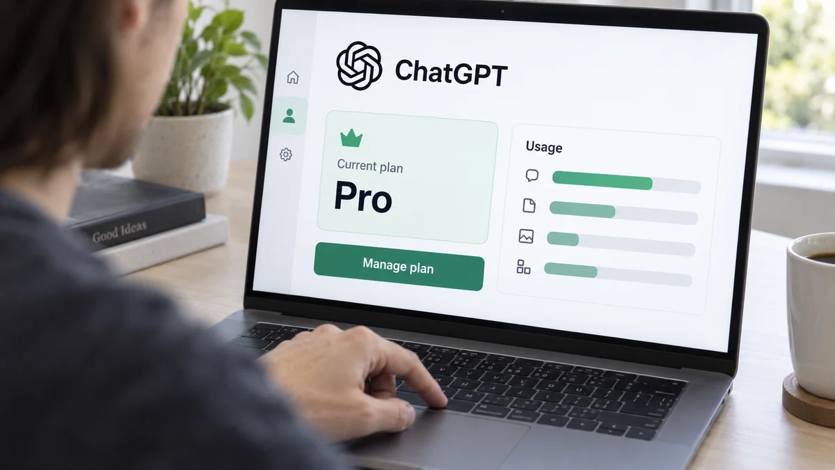 AI 생성 이미지: ChatGPT 구독과 사용량 항목을 대조하는 개념 장면