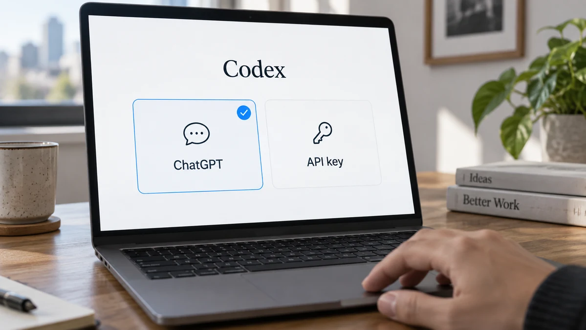 코덱스 로그인 화면을 ChatGPT와 API 키 선택으로 구분한 설명 이미지