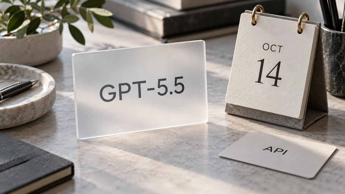 GPT-5.5 모델 카드와 10월 14일 달력을 나란히 놓은 설명 이미지